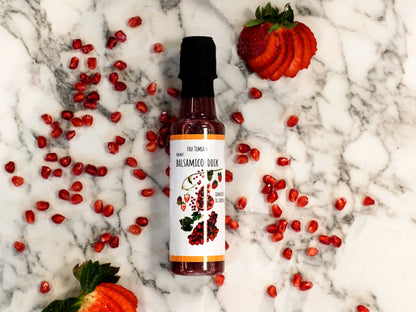 Kremet balsamicoeddik med granateple og jordbær - Fru Timian Nettbutikk